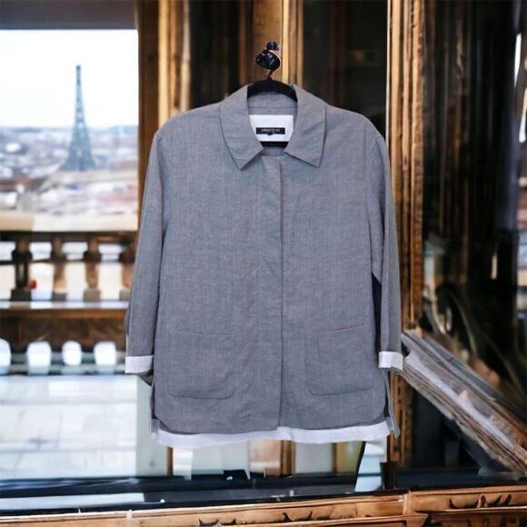 Lafayette 148 Gray 100% Linen Shacket Jacket S - Picture 1 of 10